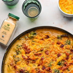 Simply Organic Garlic Powder on a potato dish boosts aroma and depth.