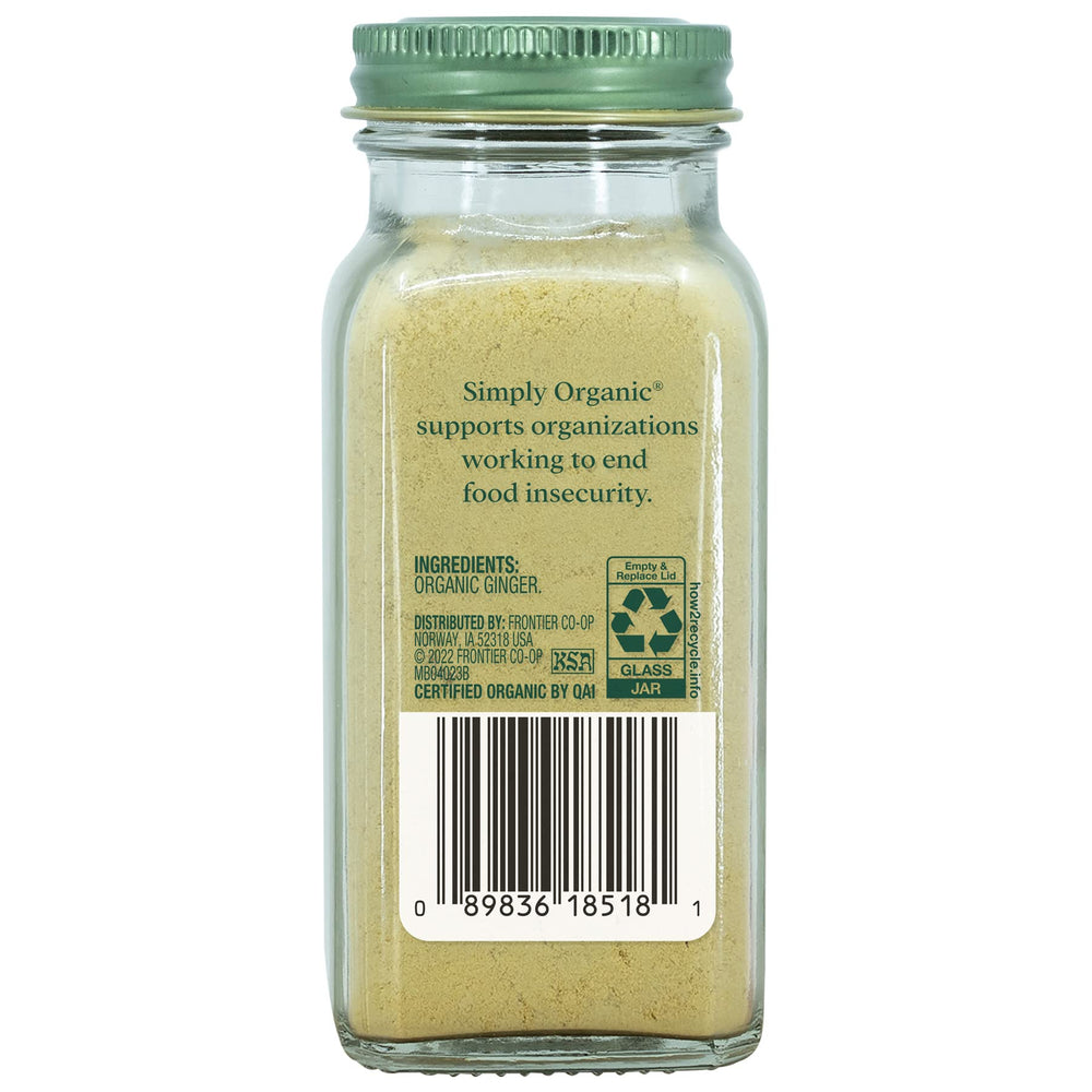 Simply Organic ginger root peeled closeup showing premium quality