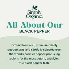 Simply Organic Ground Black Pepper pour shot captures bold aroma and warm kick.