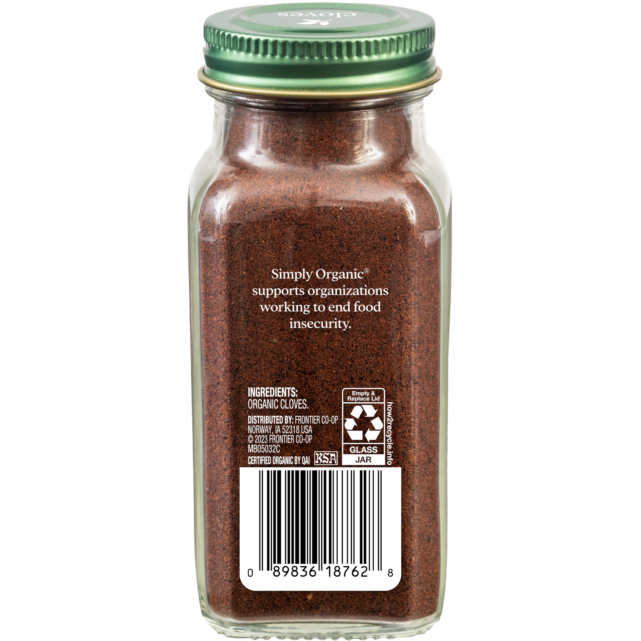 Simply Organic ground cloves powder closeup highlighting fine texture for curries and desserts.