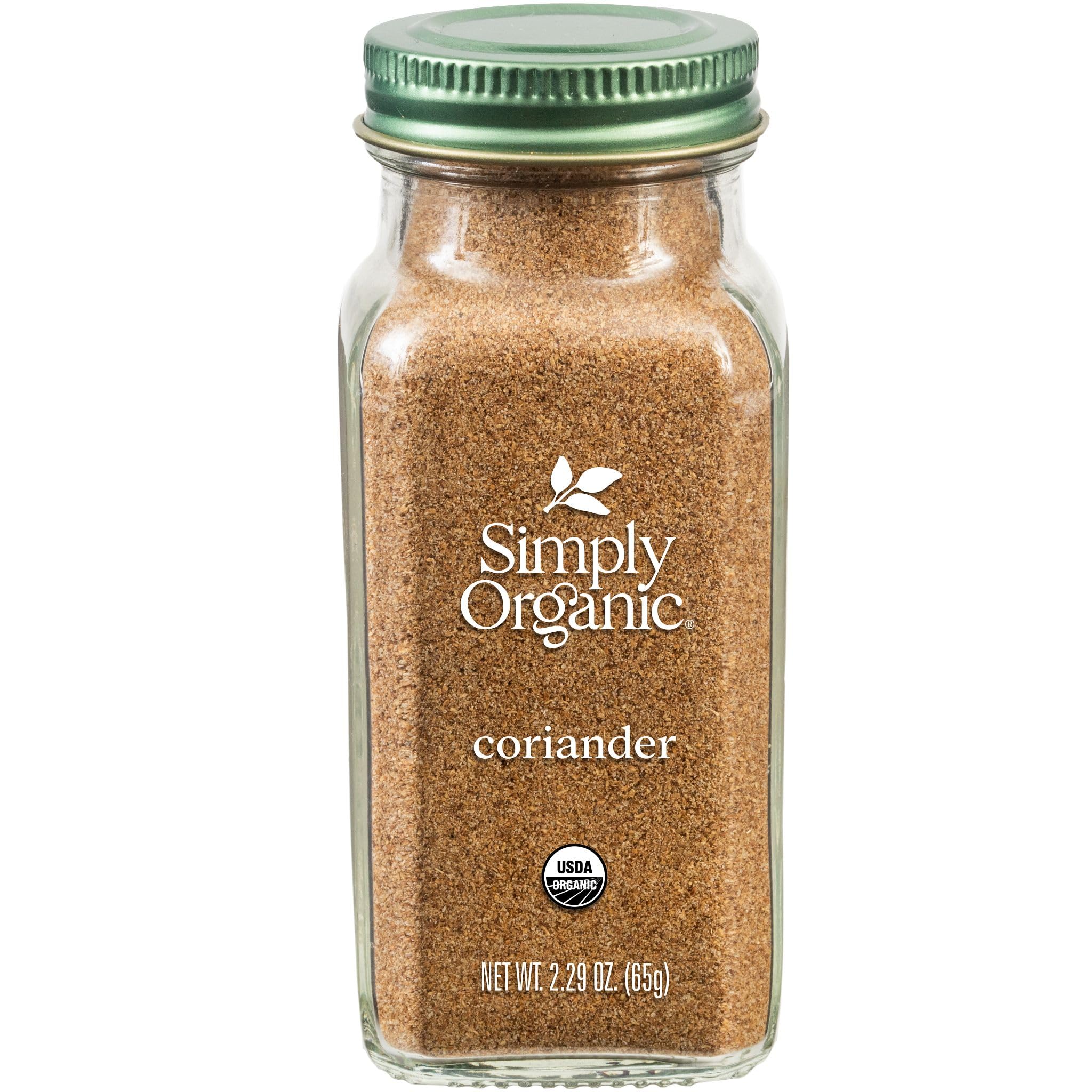 Simply Organic Ground Coriander jar-front view highlighting organic spice with bright citrus notes