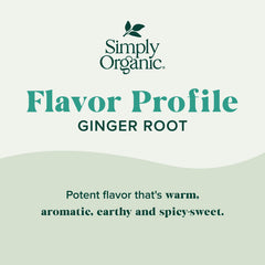 Simply Organic ground ginger powder perfect for baking with warm, zesty notes.