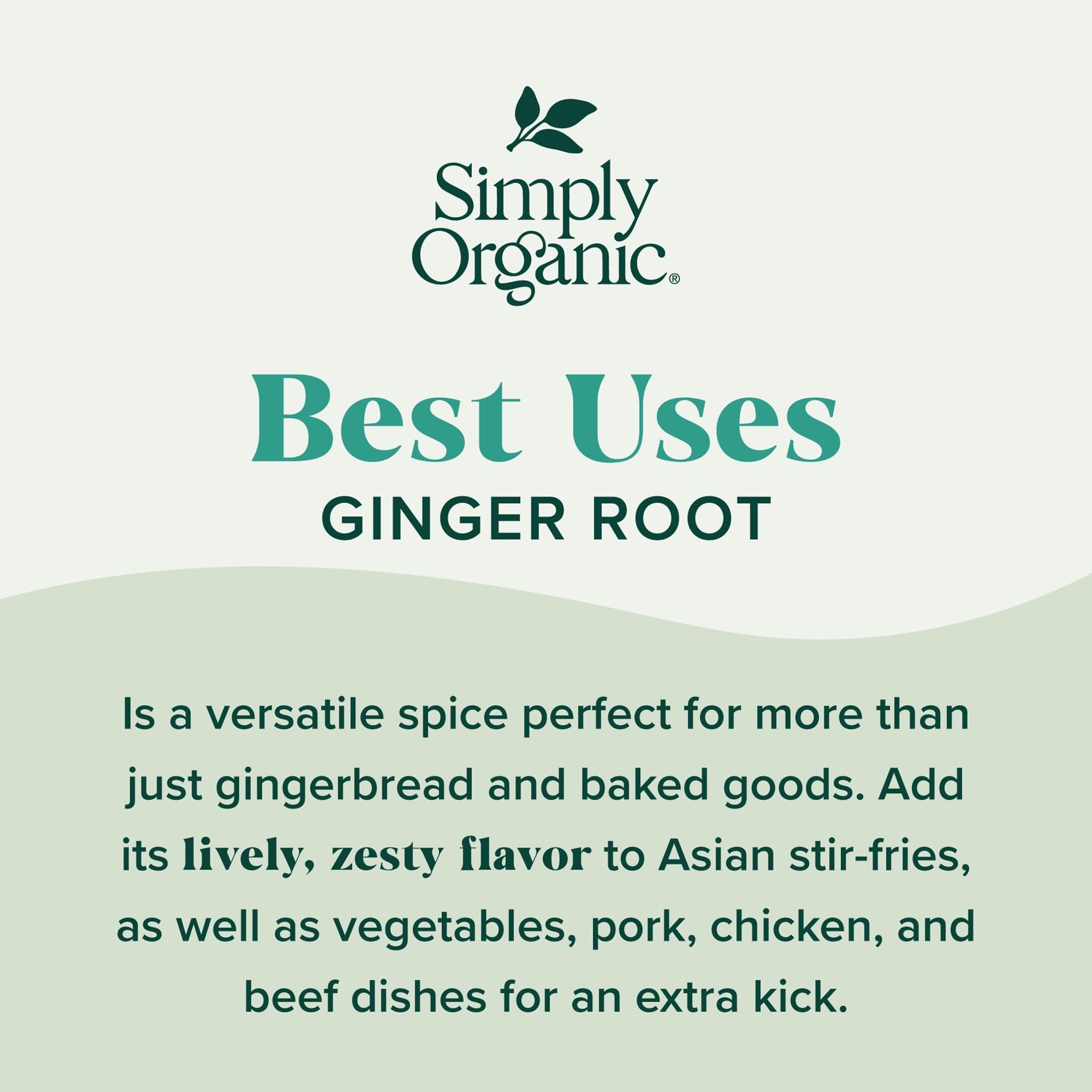 Simply Organic ground ginger ready for savory and sweet kitchen use.