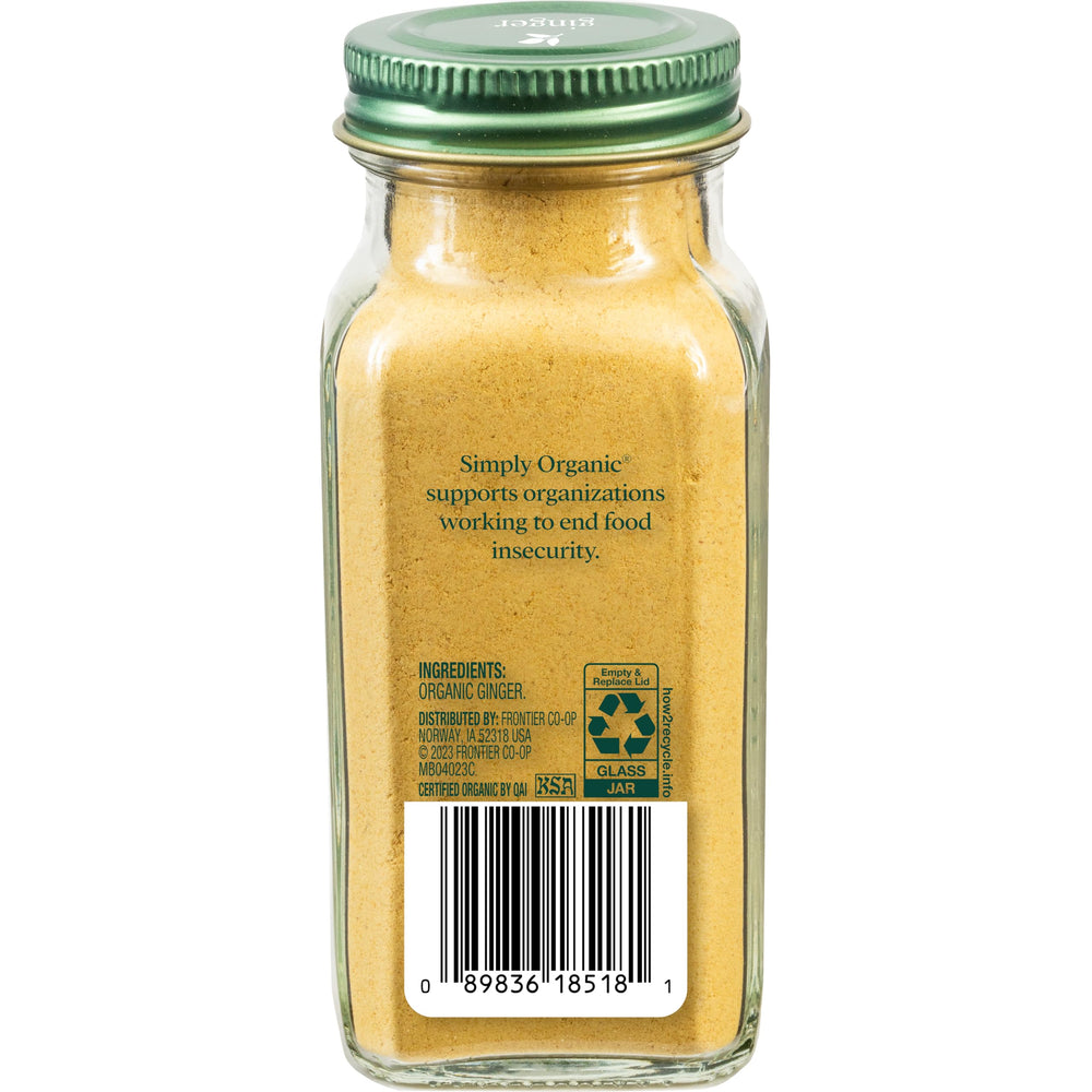Simply Organic ground ginger powder ideal for stir-fries adding depth and brightness.