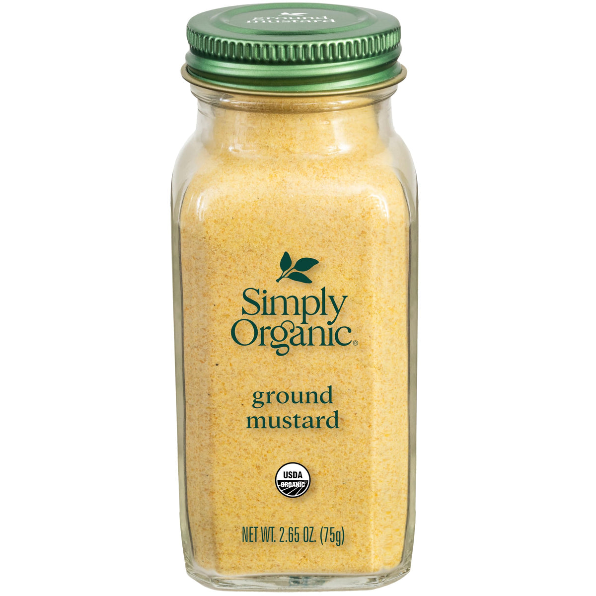 Simply Organic ground mustard seed jar highlighting organic, ready-to-use spice for sauces and dressings
