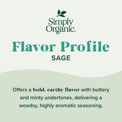 Simply Organic ground sage leaf bottle pour demonstrates easy seasoning for roasting