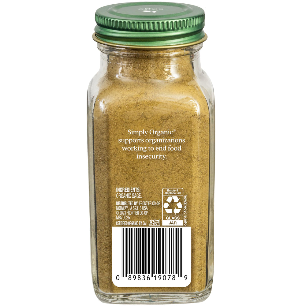 Simply Organic ground sage leaf powder ready to dust into stuffing and sauces