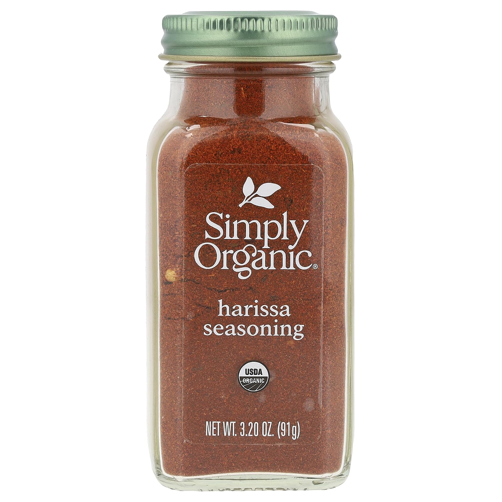 Simply Organic Harissa Seasoning jar shows smoky garlic aroma for bold cooking