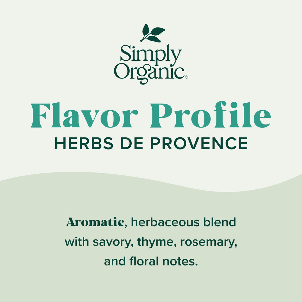 Simply Organic Herbes de Provence jar label close-up shows organic certification and care