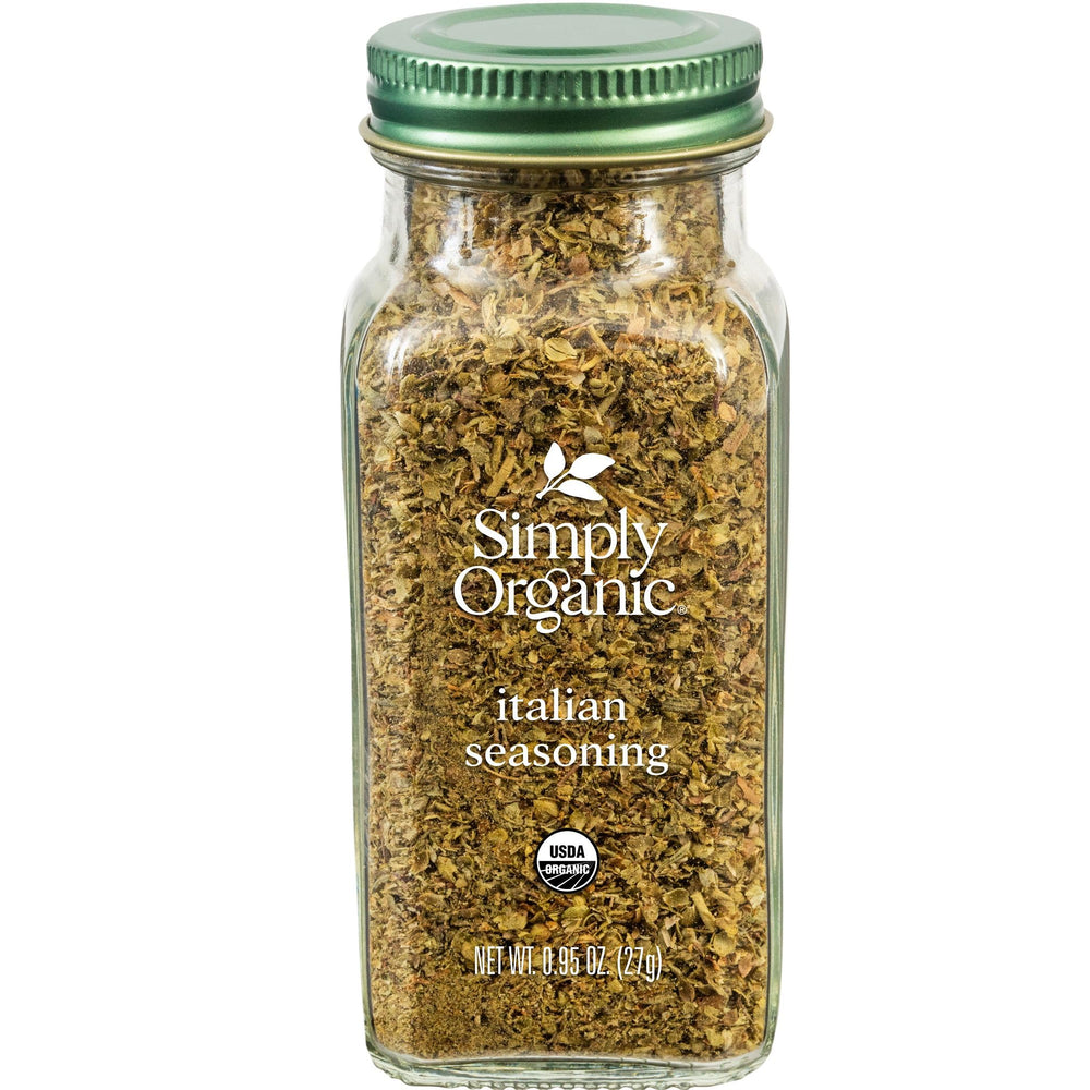 Simply Organic Italian Seasoning jar on a shelf elevates weeknight meals
