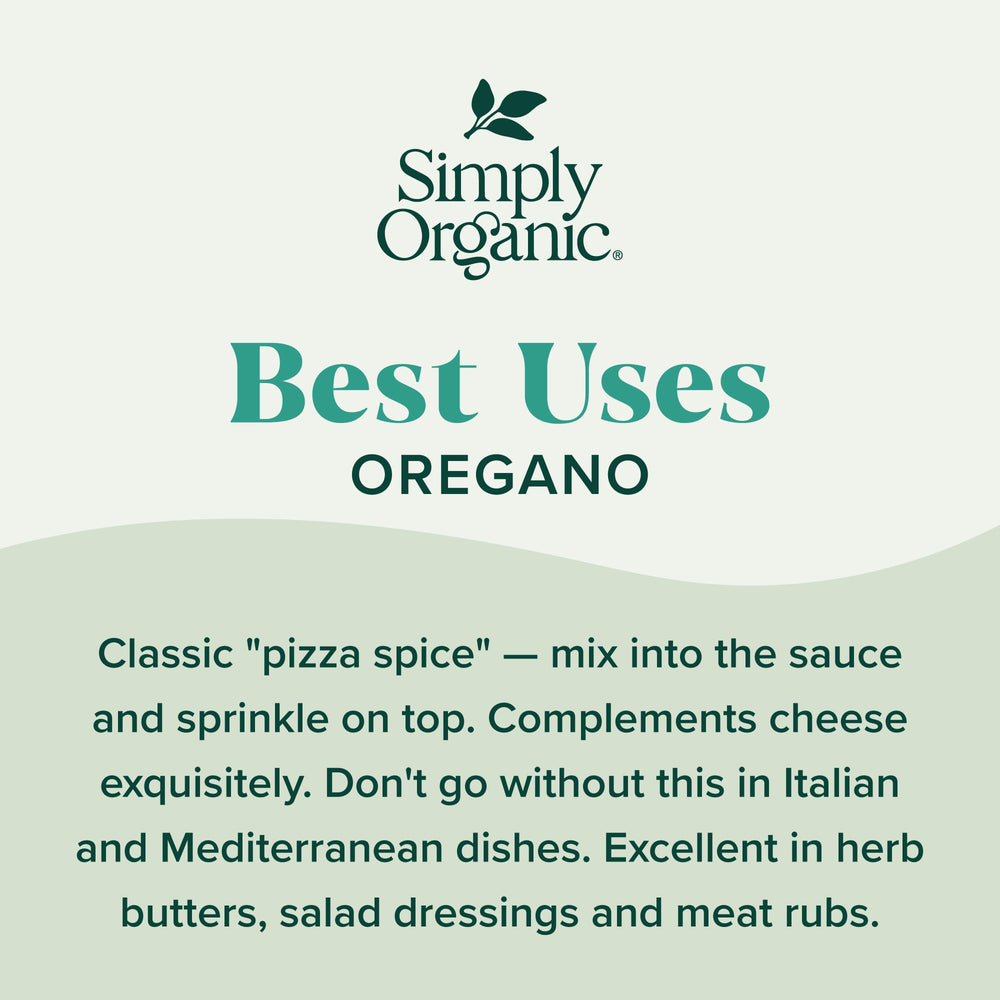 Simply Organic oregano adds depth to sauces, soups, and herb blends