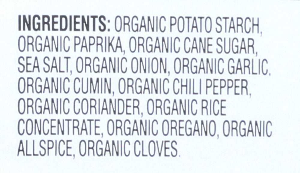 Close-up of Simply Organic seasoning powder ready to flavor meals