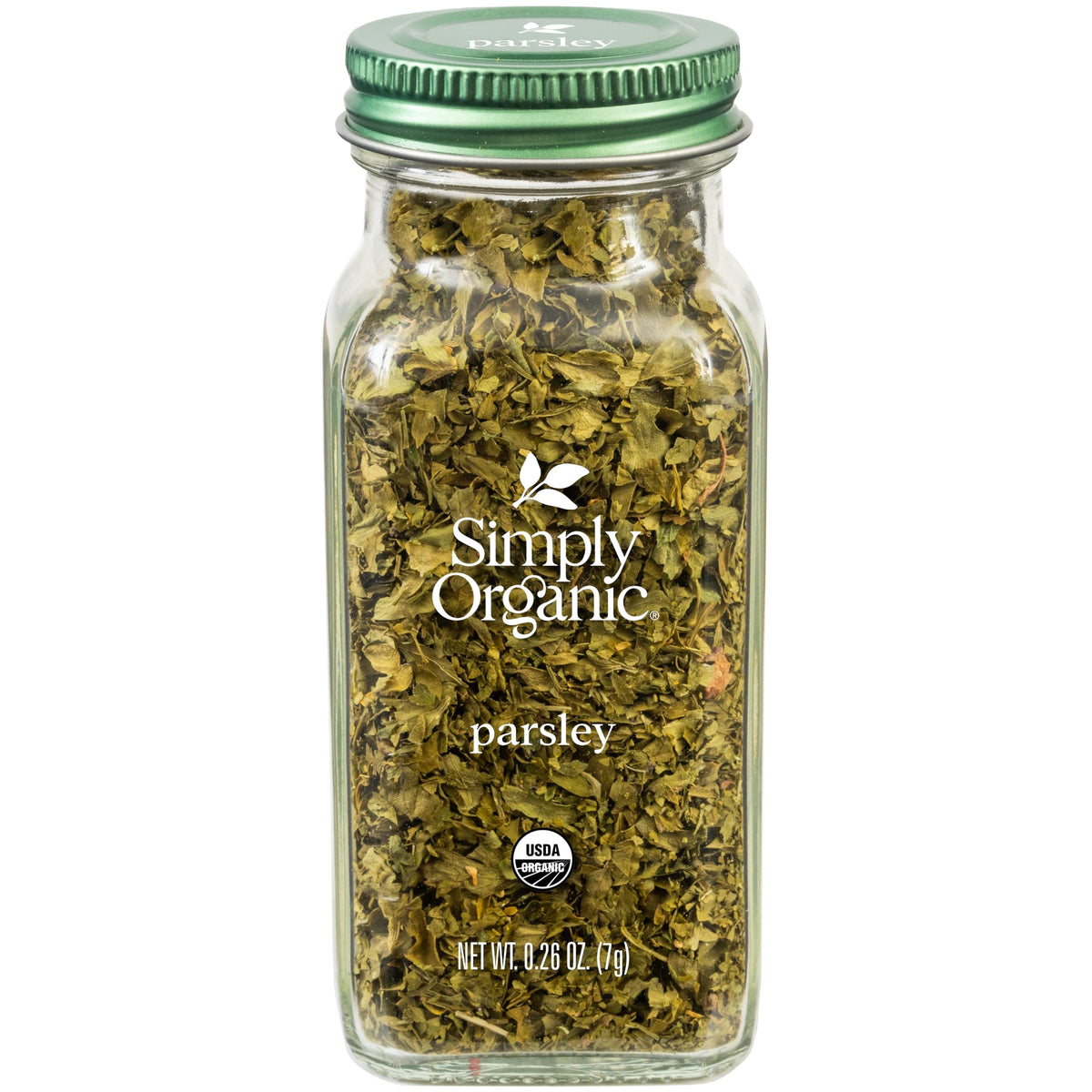 Simply Organic Parsley Flakes color-bright jar enhances soups