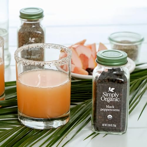 Simply Organic Pepper Grinder on counter for convenient use.
