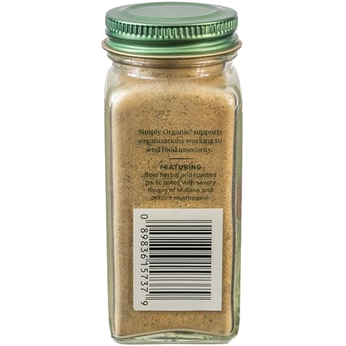 Pouring Simply Organic Umami Blend into a pan to enhance flavor and aroma.
