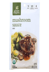 Simply Organic mushroom sauce jar ready to flavor potatoes and green beans.