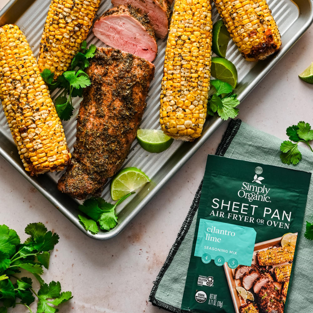 Simply Organic packaging highlights direct-from-growers and fair pricing.
