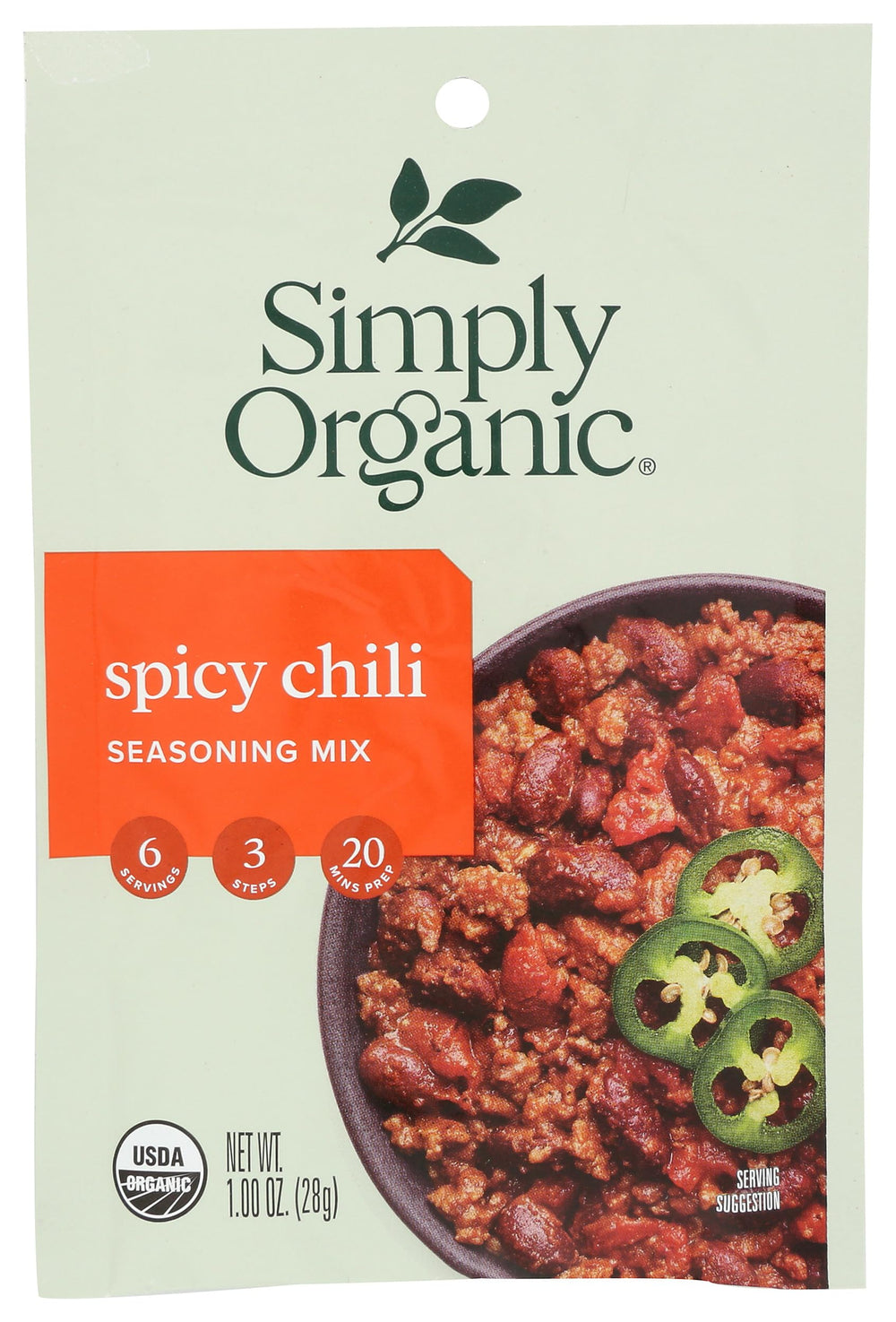 Simply Organic Spicy Chili Seasoning Mix jar—bold aroma for rich chili