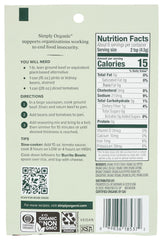 Simply Organic Spicy Chili Seasoning Mix label closeup—organic ingredients