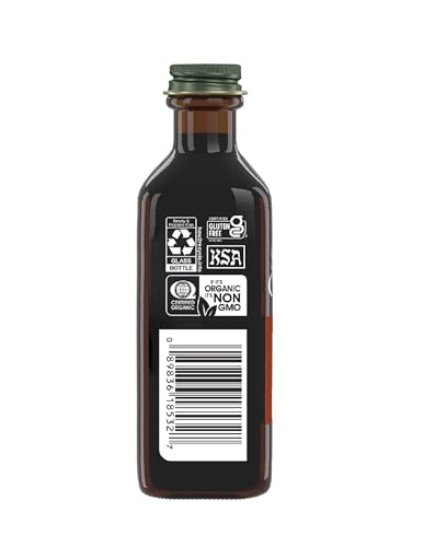 Organic seal and packaging details on Simply Organic vanilla bottle