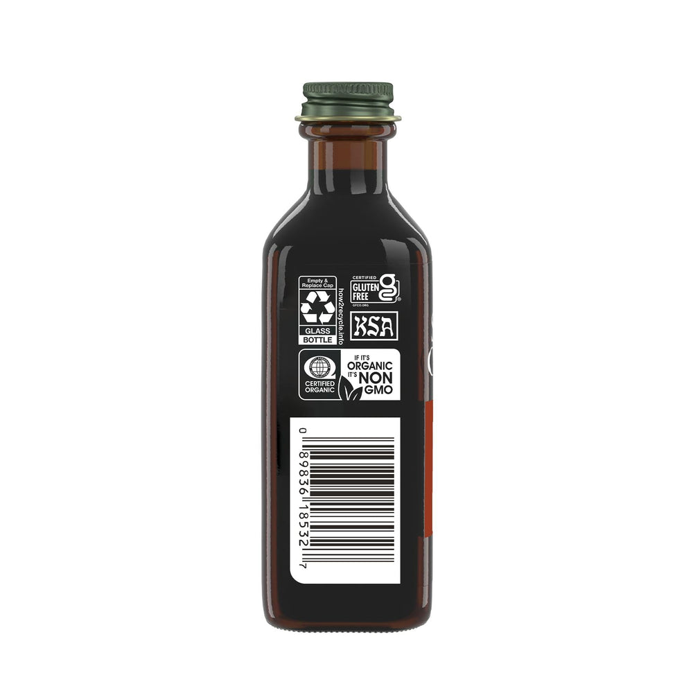 Simply Organic vanilla extract being poured for recipes
