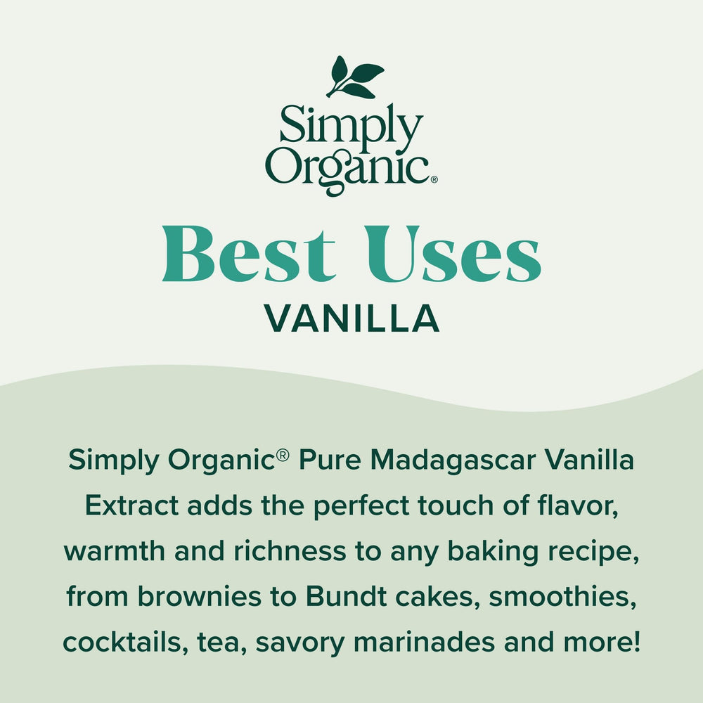 Pouring Simply Organic vanilla extract into batter for aromatic baking