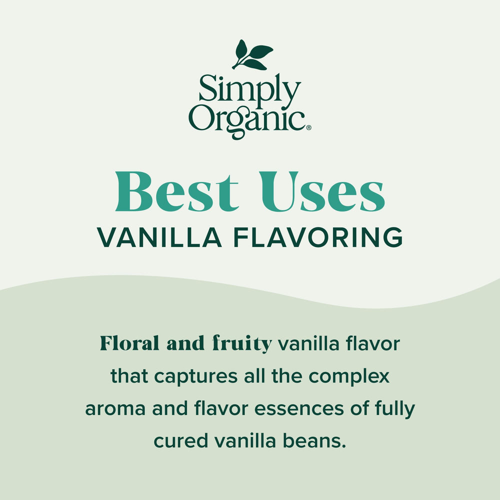 Simply Organic Vanilla Flavoring being poured into batter showing versatility