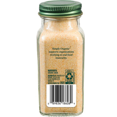 Close-up of Simply Organic White Onion Powder jar label highlighting organic and non-GMO