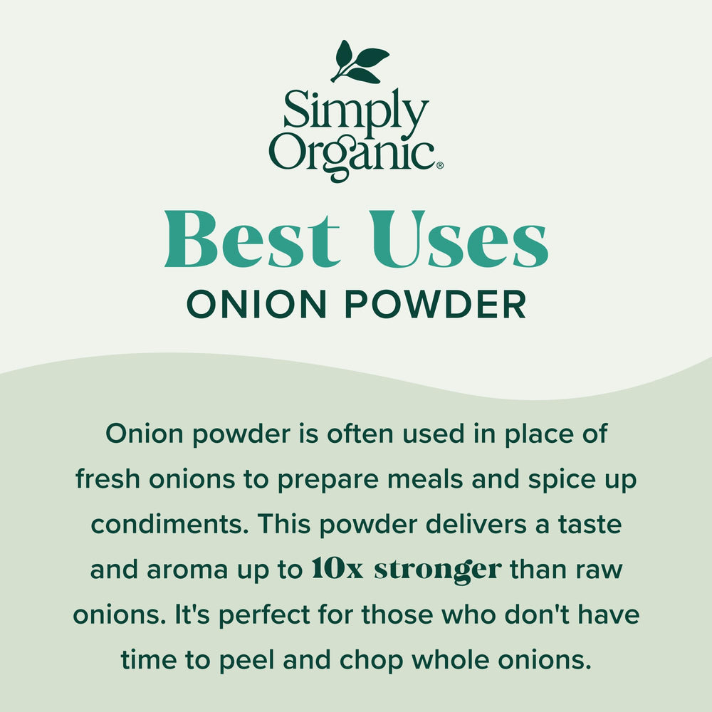 Back packaging of Simply Organic White Onion Powder featuring kosher certification