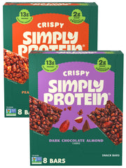 Simply Protein Crispy Bars dark chocolate almond flavor, protein-packed on-the-go snack
