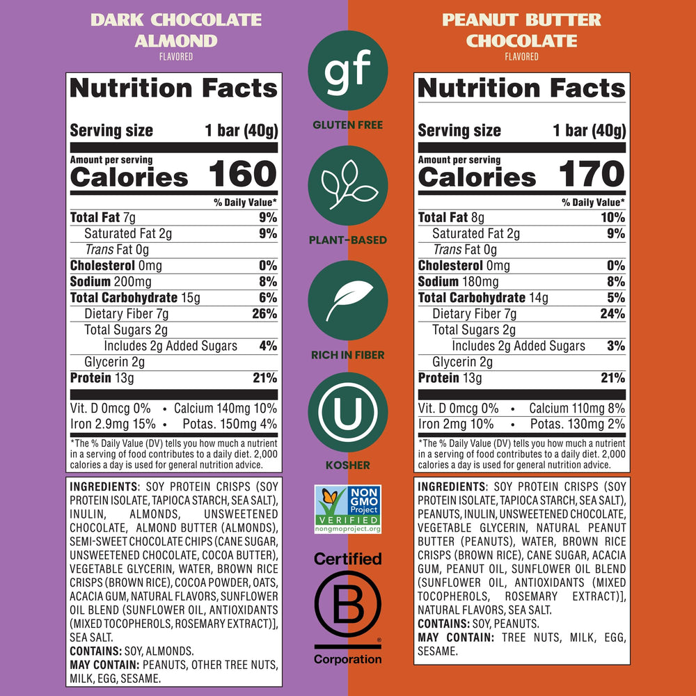 Simply Protein Crispy Bars peanut butter chocolate flavor, satisfying crunch for energy