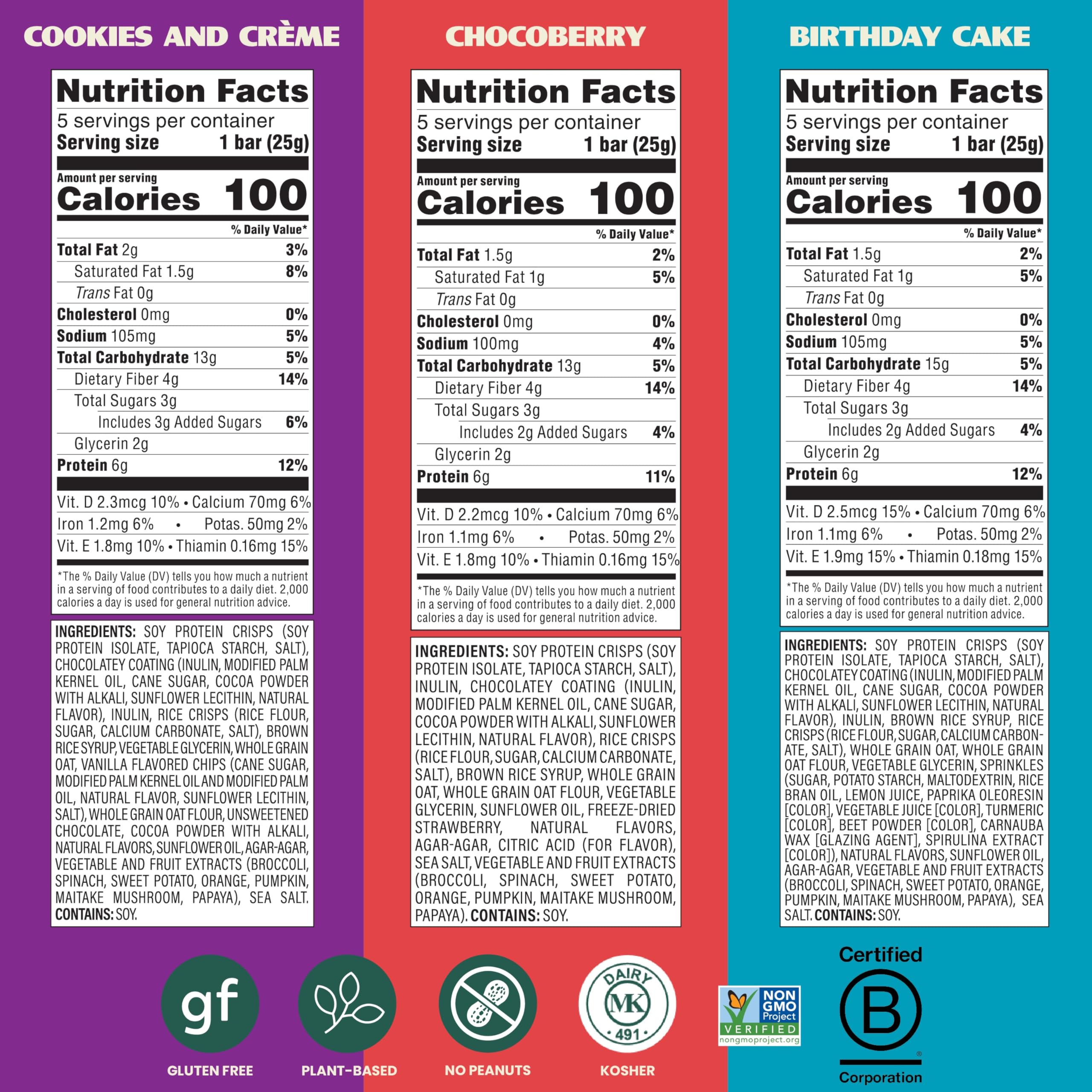 Back view of Simply Protein Dipped Bars Variety Pack showing 15 wrapped bars.
