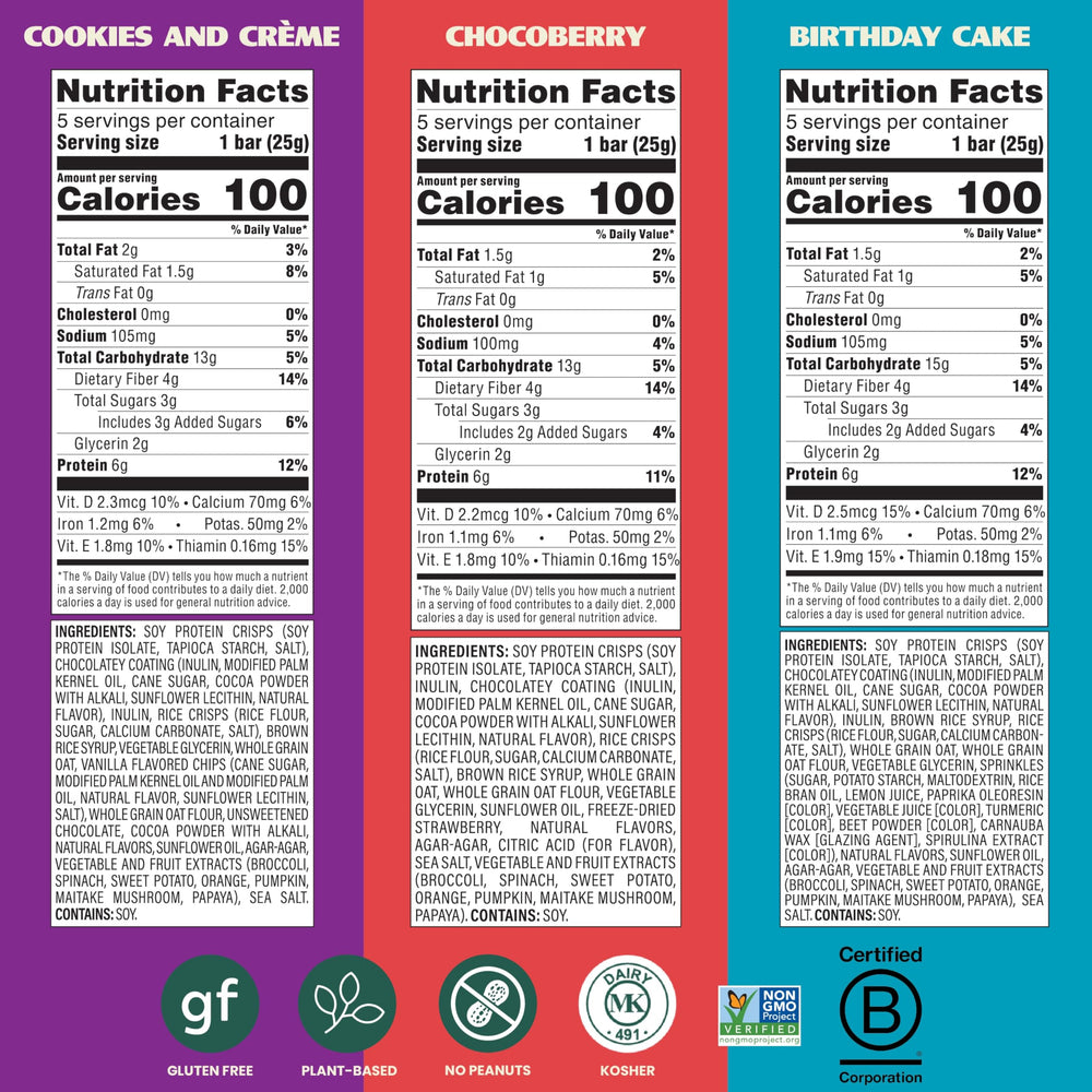 Back view of Simply Protein Dipped Bars Variety Pack showing 15 wrapped bars.