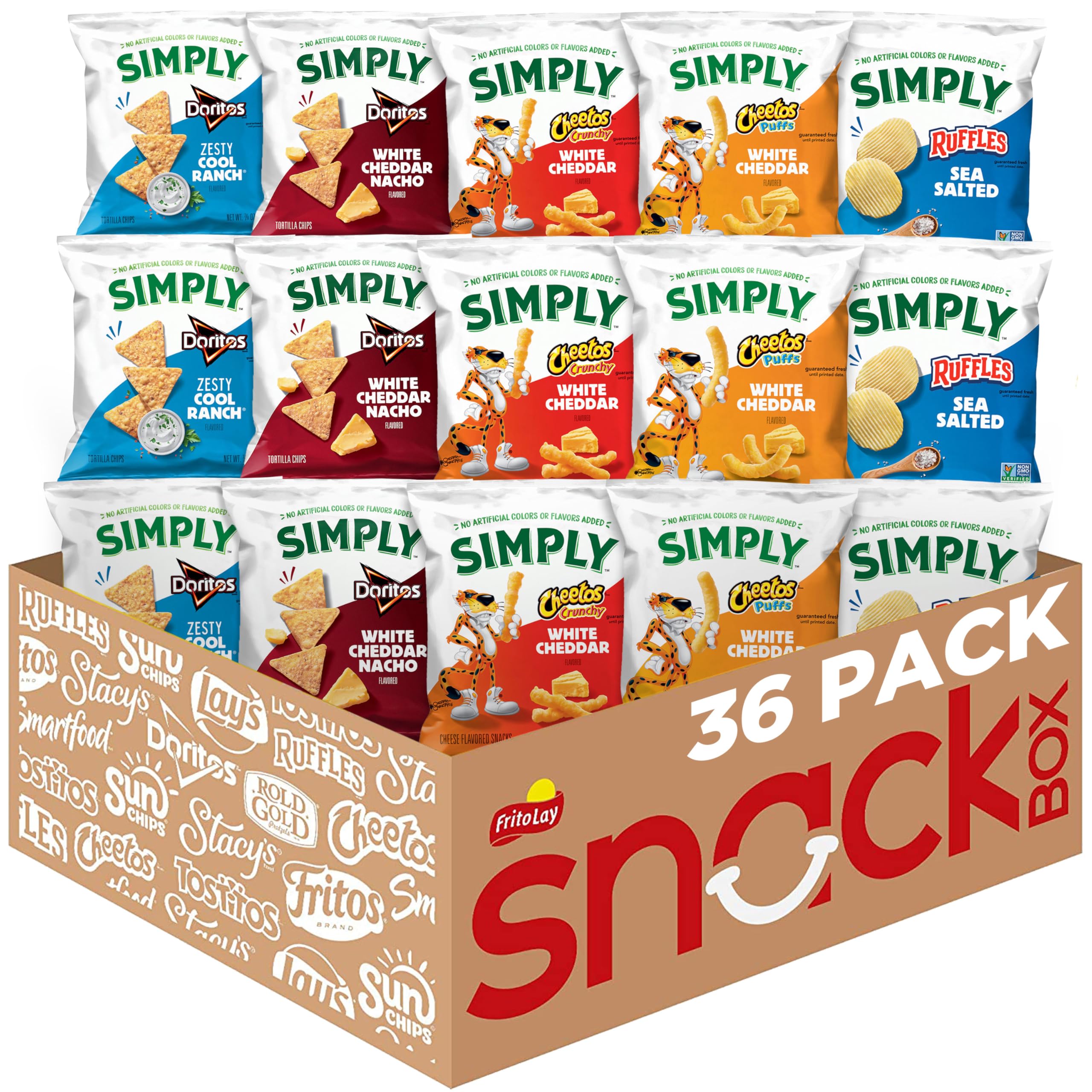 Simply Snacks Variety Pack box and bags on display, convenient multi-flavor assortment.