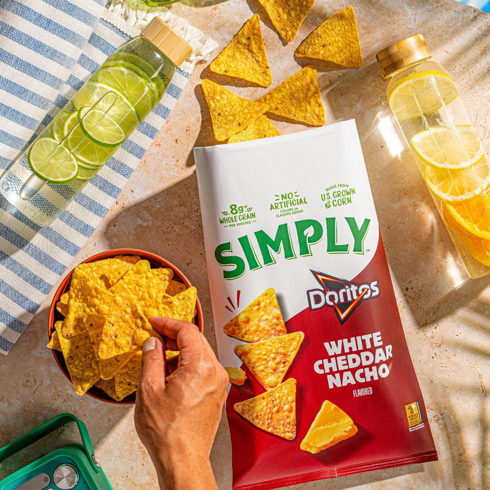 Simply Snacks variety pack displayed on kitchen counter.