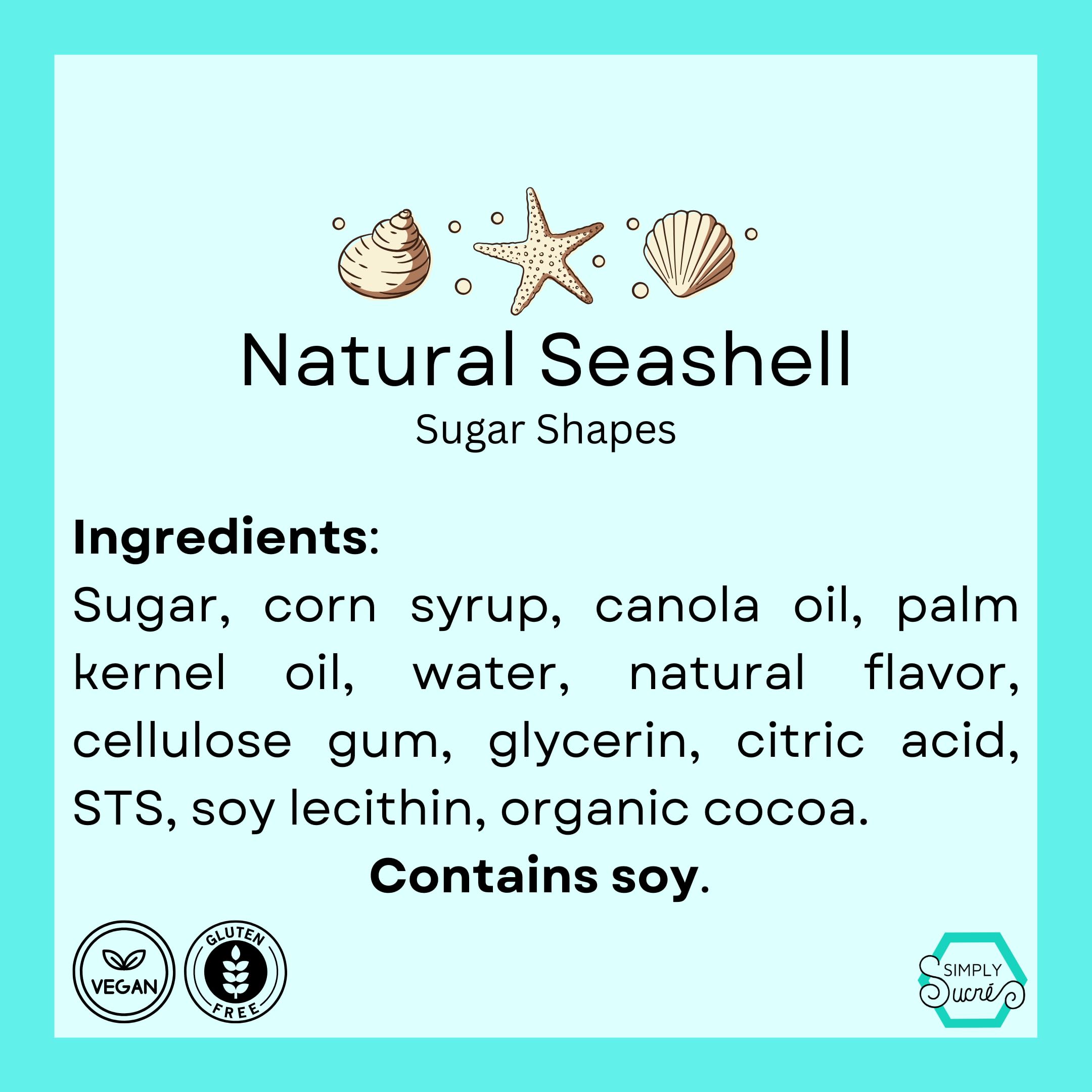 SIMPLY SUCRÉ seashell sugar decorations as vegan-friendly gluten-free toppers