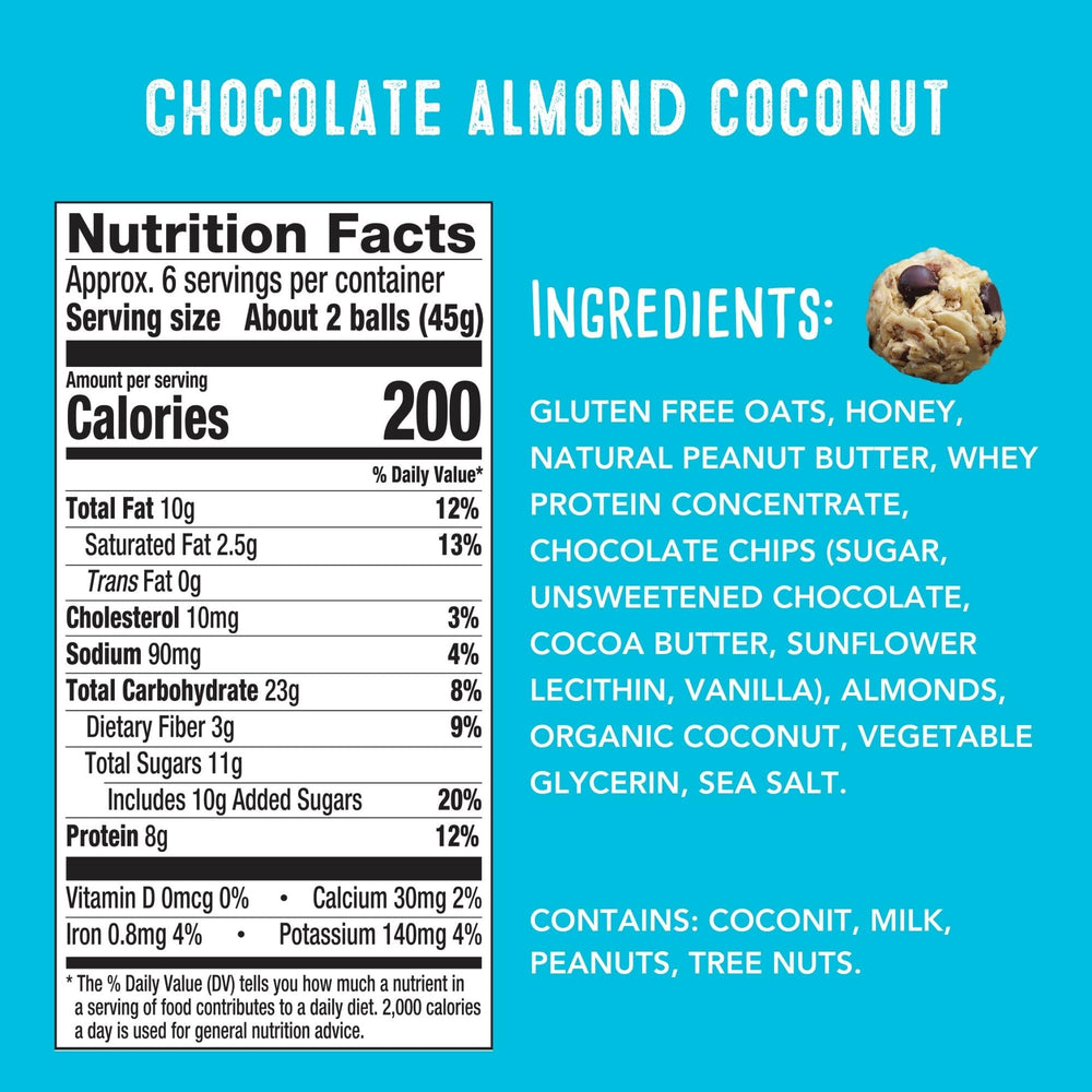 simplyFUEL chocolate almond coconut close-up shows creamy texture and real ingredients.
