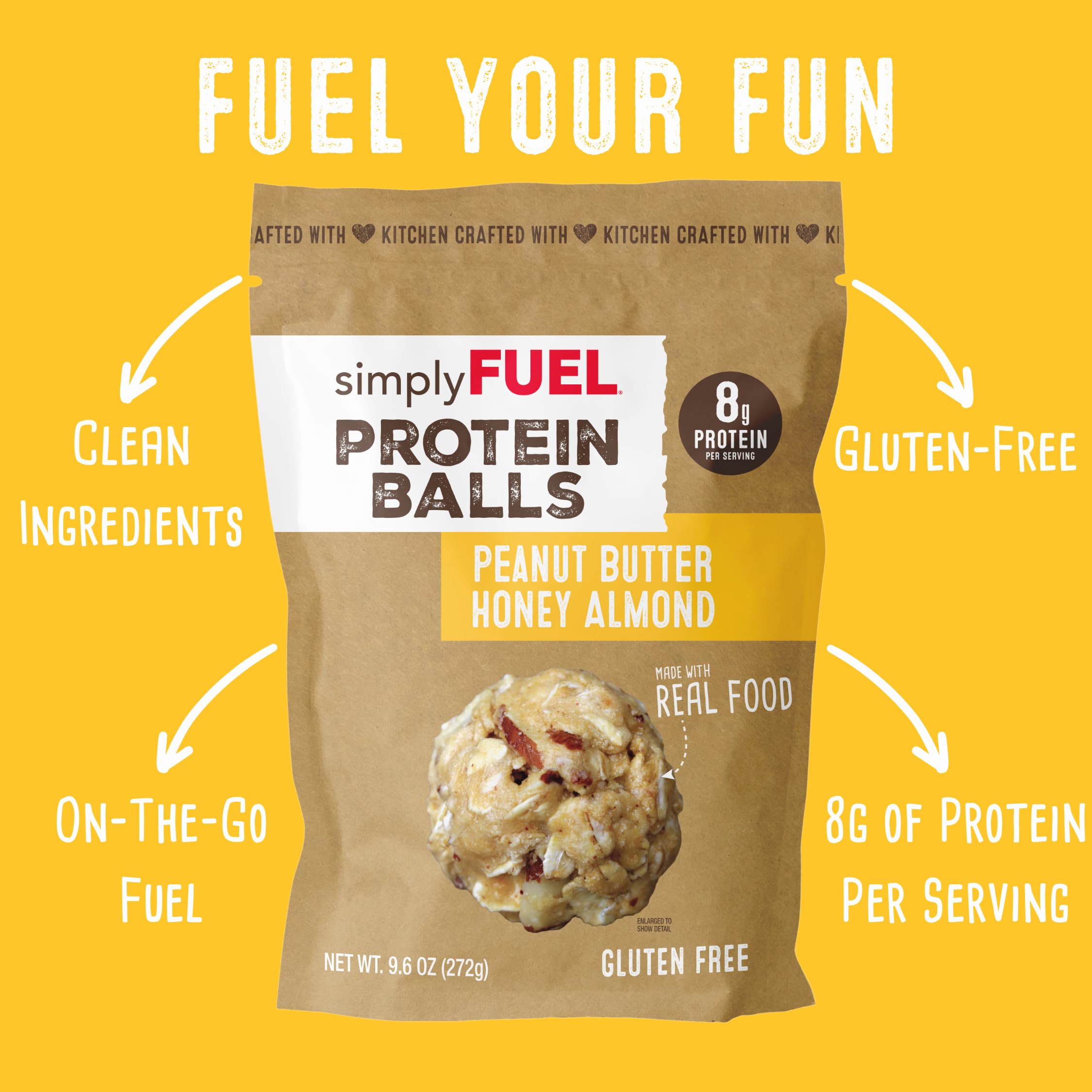 SimplyFUEL Protein Balls resealable pouch for convenient snacking