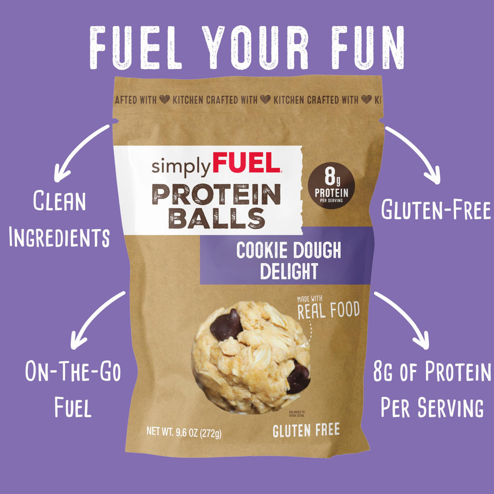 SimplyFUEL resealable pouch open, ready for grab-and-go snacking