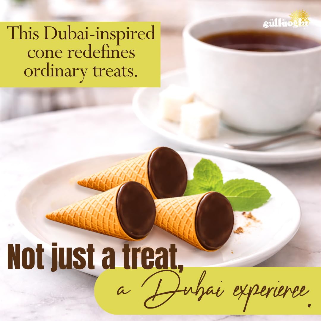 Elegant packaging of Since 1871 Gulluoglu chocolate cones for premium gifting.