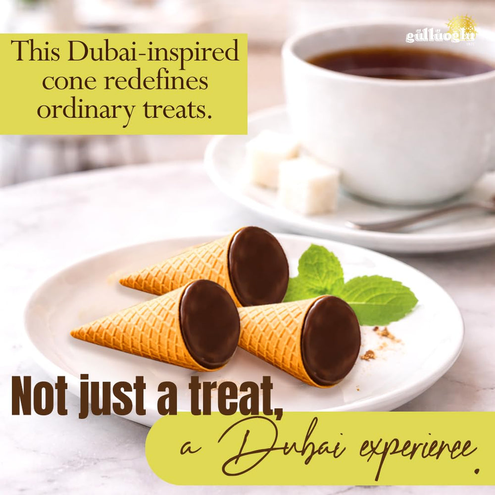 Elegant packaging of Since 1871 Gulluoglu chocolate cones for premium gifting.