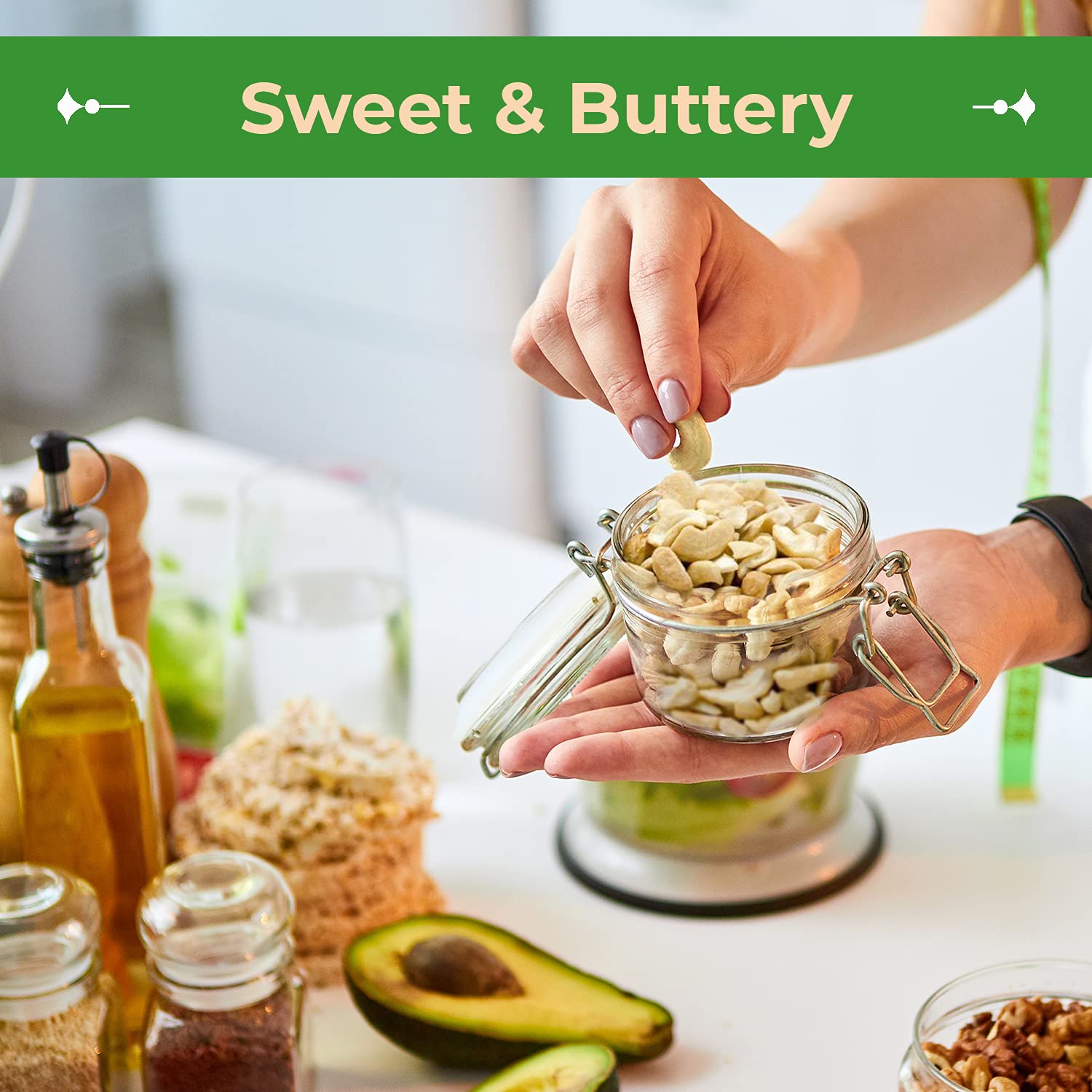 Sincerely Nuts cashews pieces for kitchen use, perfect for homemade cashew milk and dairy-free recipes.