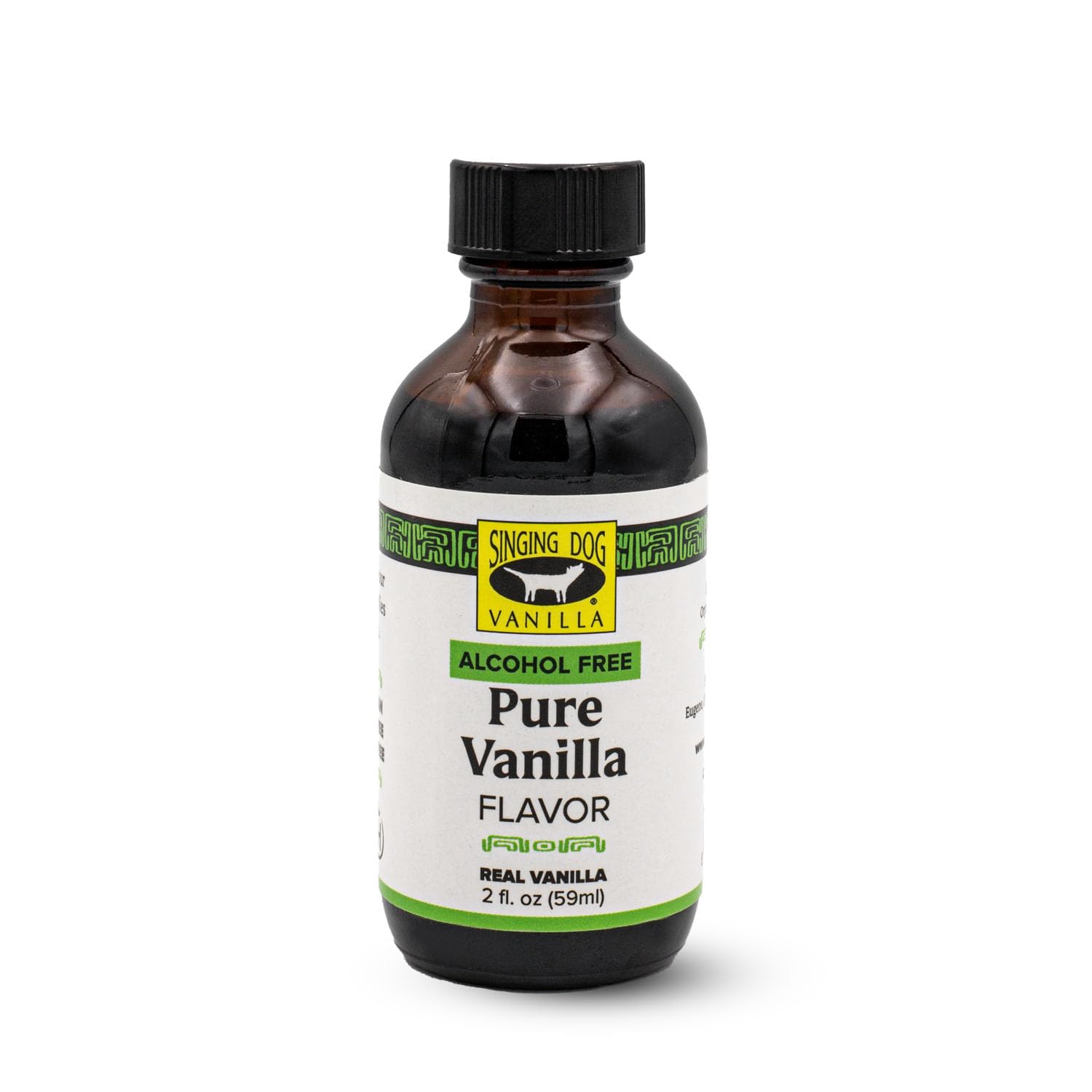 Singing Dog Vanilla alcohol-free bottle pour for dairy-free recipes.