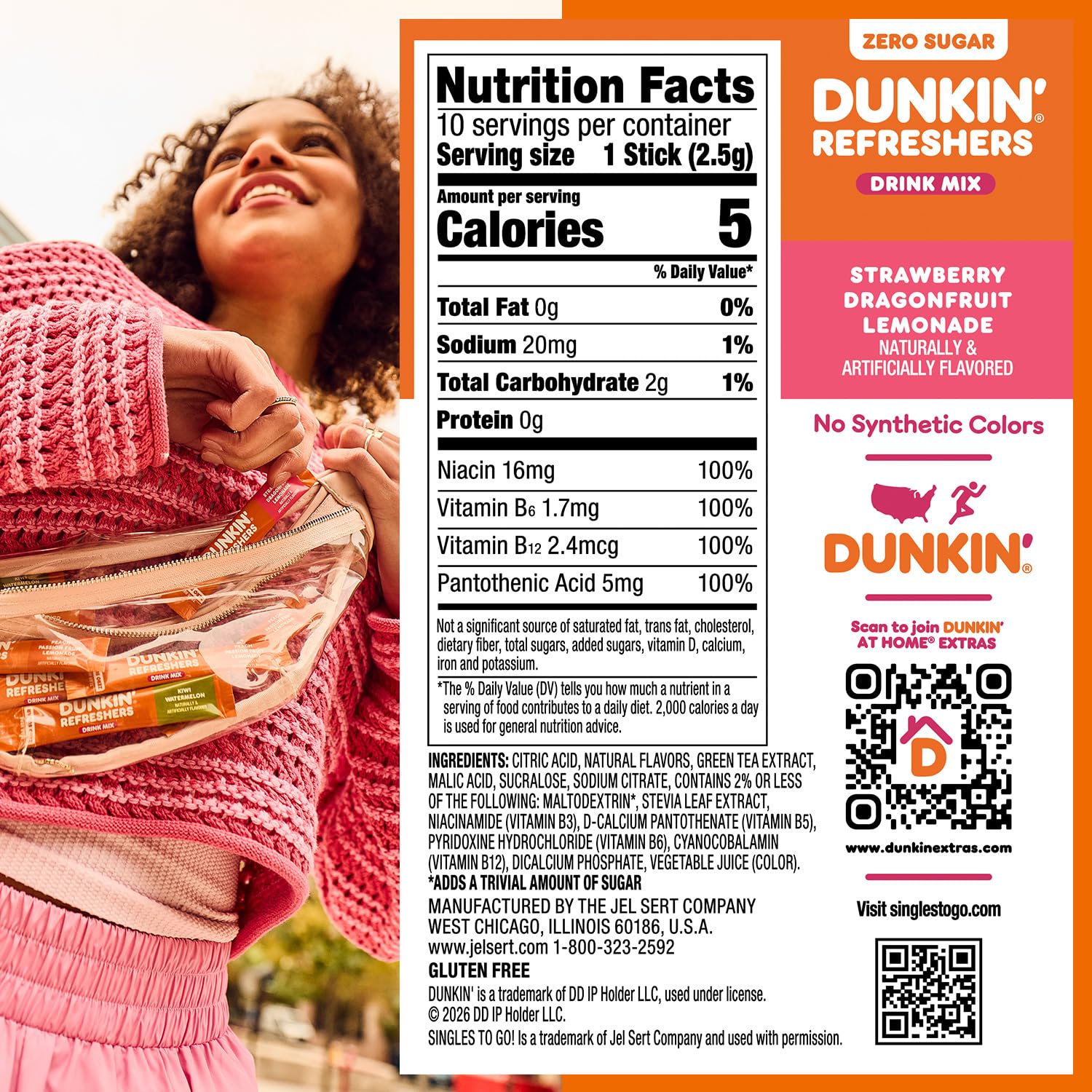 Compact Dunkin Refreshers box for travel-friendly flavor on the move.