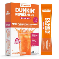 SINGLES TO GO Dunkin Refreshers Peach Passionfruit Lemonade packet for on-the-go flavor