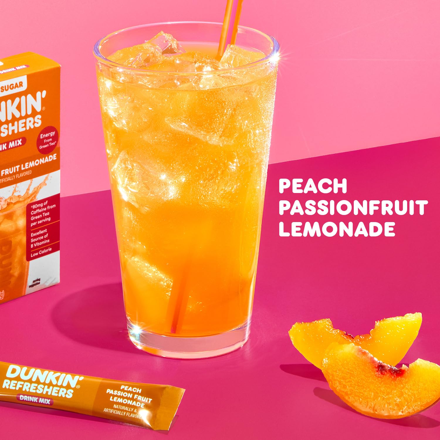 SINGLES TO GO Dunkin Refreshers prepared in a 16 oz bottle for easy enjoyment