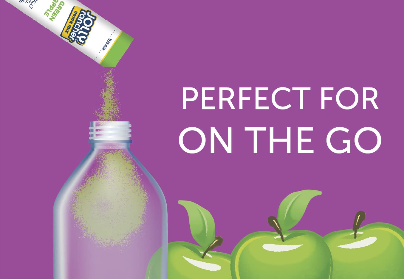 SINGLES TO GO! Green Apple drink prepared in a glass for refreshing sip.