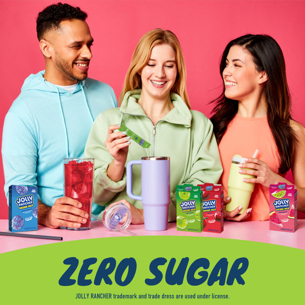 SINGLES TO GO glass with green apple flavor for refreshing hydration anytime