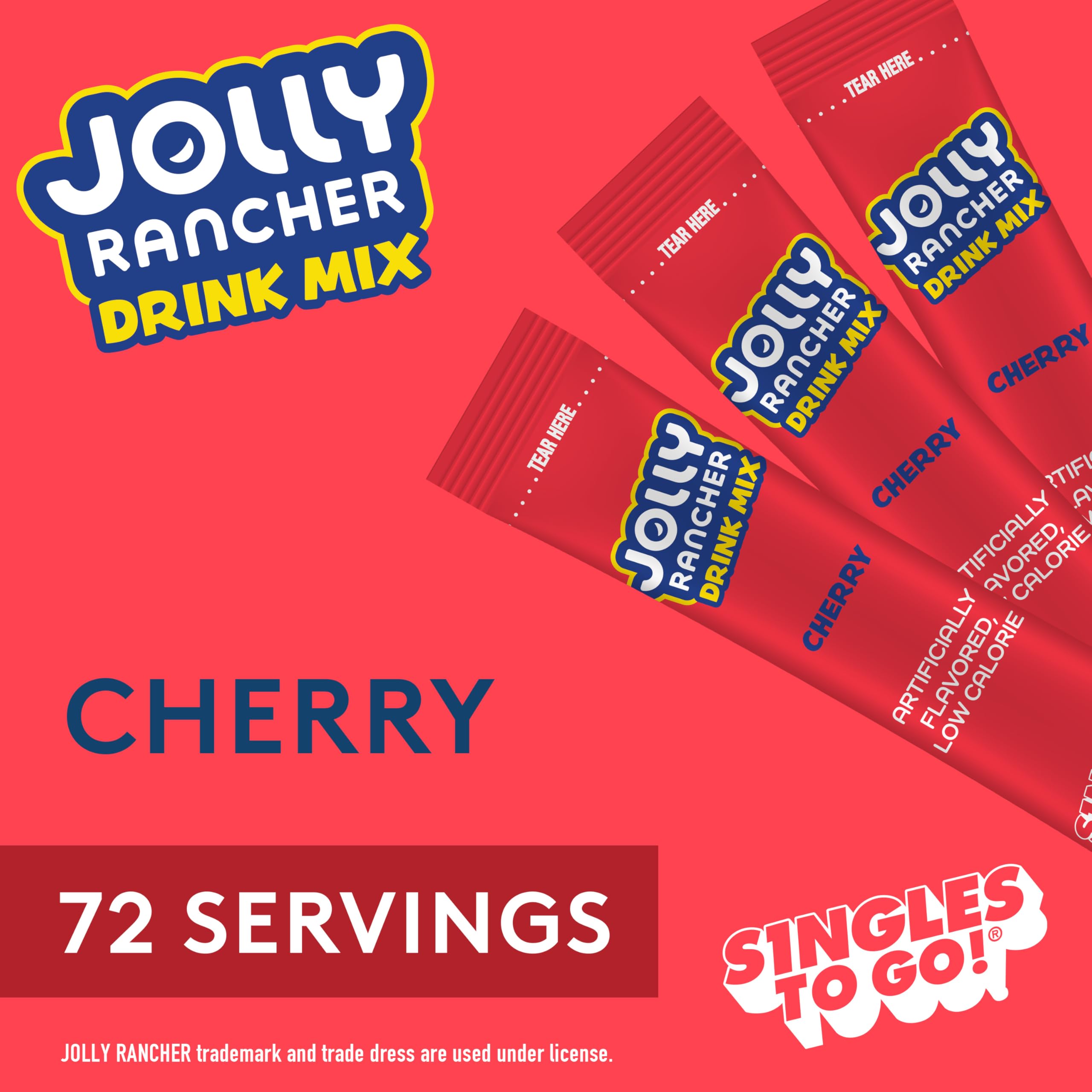 SINGLES TO GO Jolly Rancher Cherry box keeps flavor packets handy.