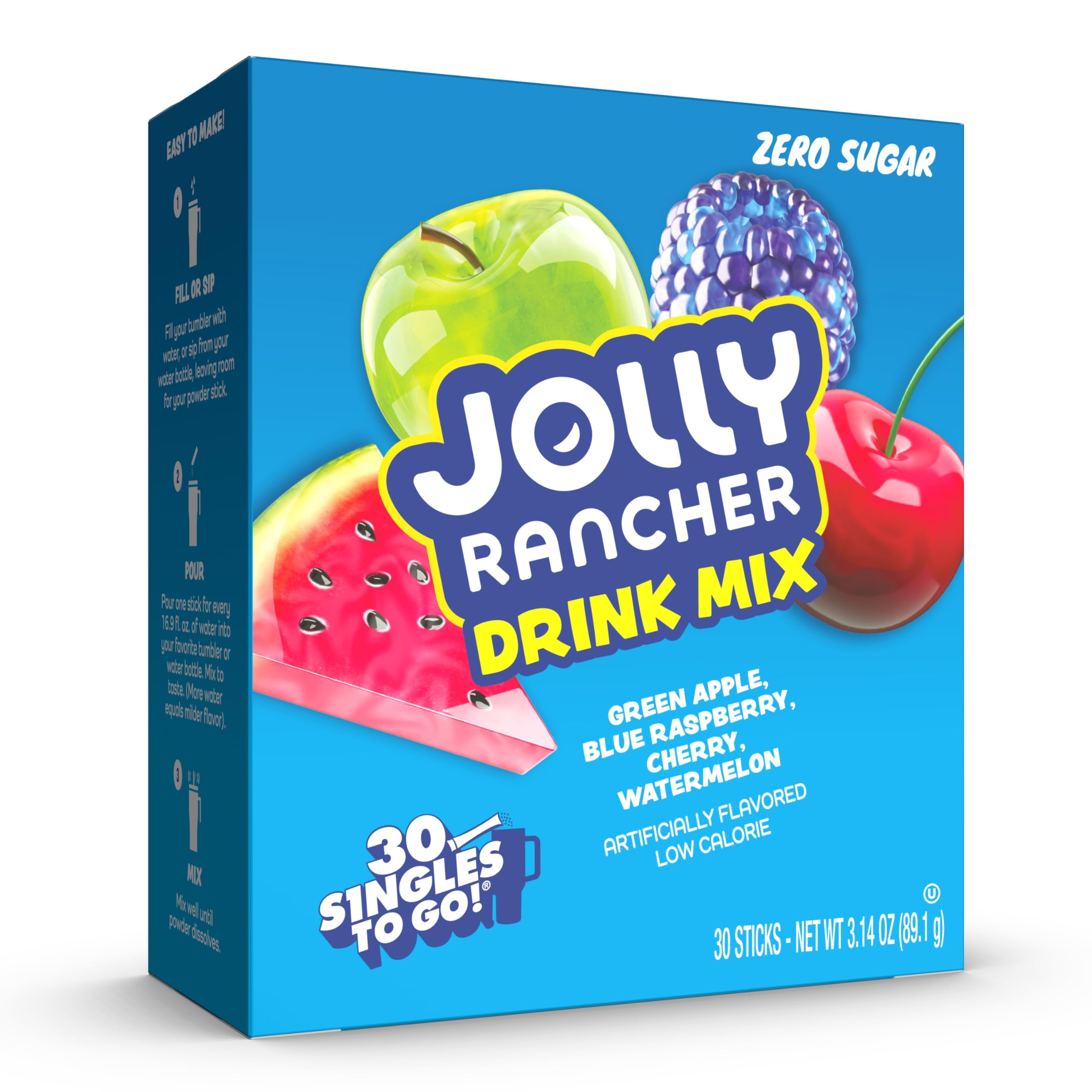 Singles To Go Jolly Rancher sticks close-up for convenient on-the-go hydration.